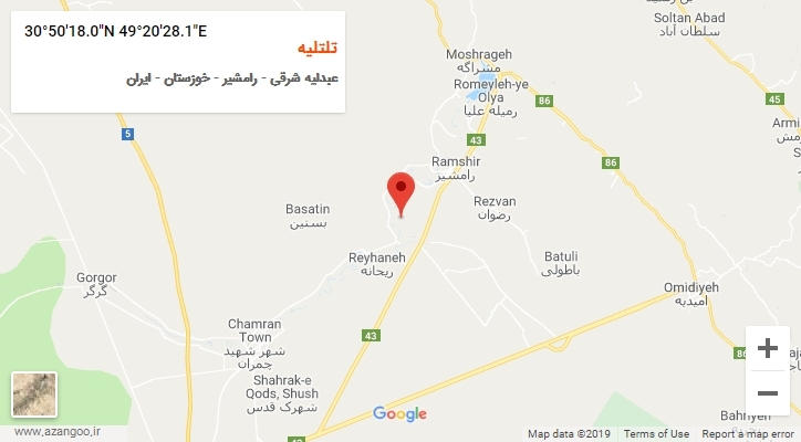 روستای تلتلیه بر روی نقشه