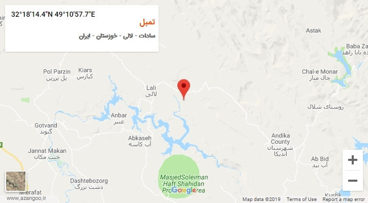 روستای تمبل بر روی نقشه