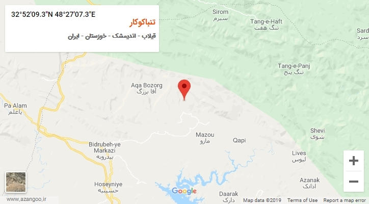 روستای تنباکوکار بر روی نقشه