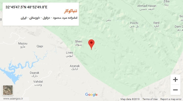 روستای تنباکوکار بر روی نقشه