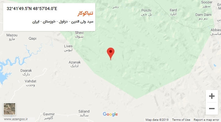 روستای تنباکوکار بر روی نقشه