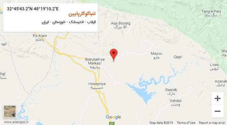 روستای تنباکوکارپایین بر روی نقشه