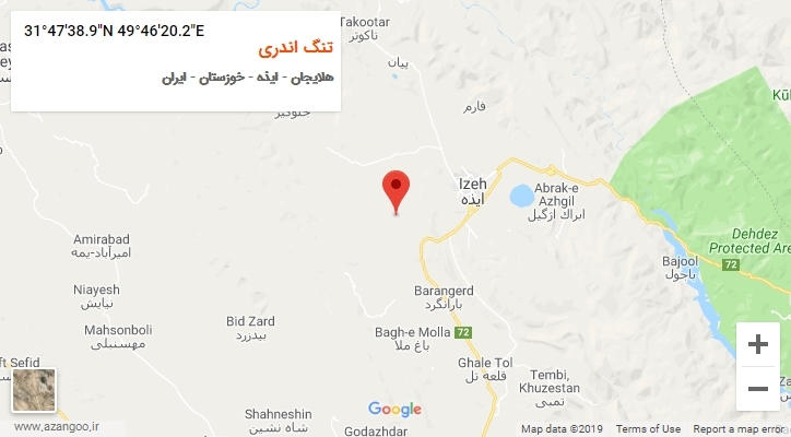 روستای تنگ اندری بر روی نقشه