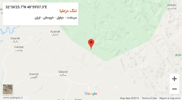 روستای تنگ دزعلیا بر روی نقشه