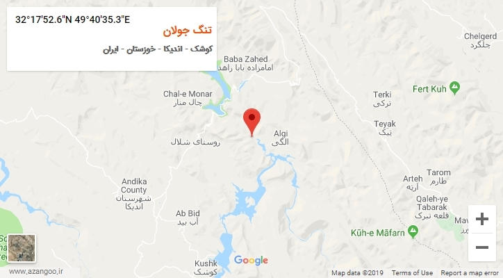 روستای تنگ جولان بر روی نقشه