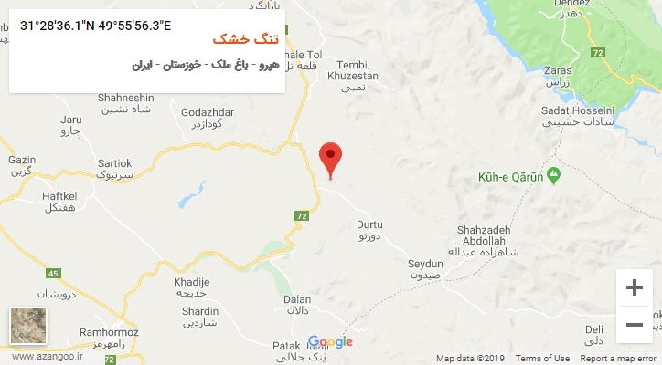روستای تنگ خشک بر روی نقشه