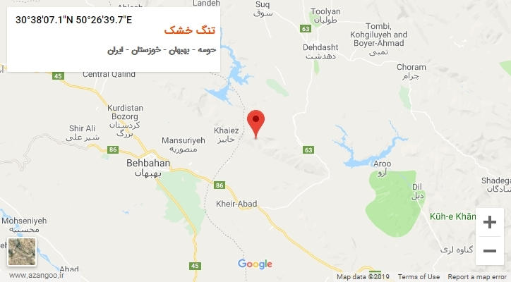 روستای تنگ خشک بر روی نقشه