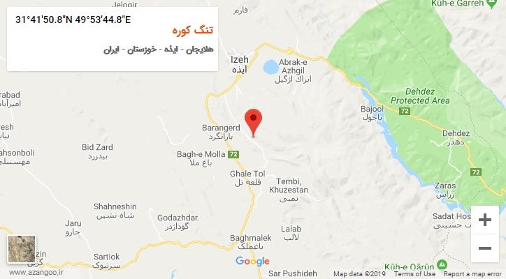 روستای تنگ کوره بر روی نقشه