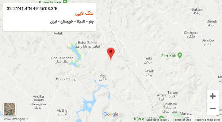 روستای تنگ لایی بر روی نقشه