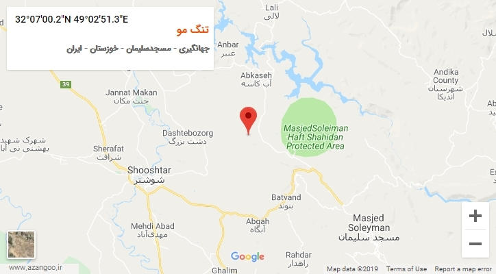 روستای تنگ مو بر روی نقشه