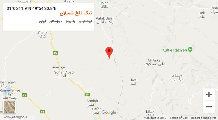 روستای تنگ تلخ شمبلان بر روی نقشه