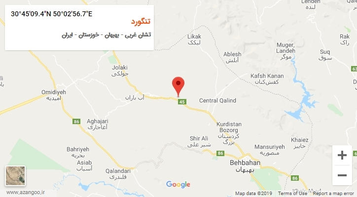 روستای تنگورد بر روی نقشه