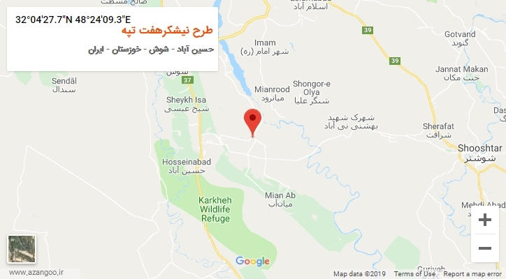 روستای طرح نیشکرهفت تپه بر روی نقشه