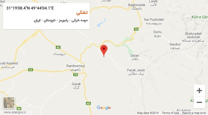 روستای تشکی بر روی نقشه