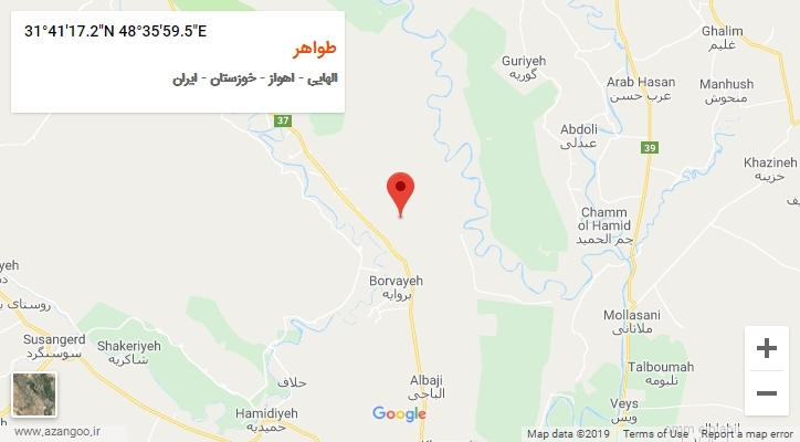 روستای طواهر بر روی نقشه