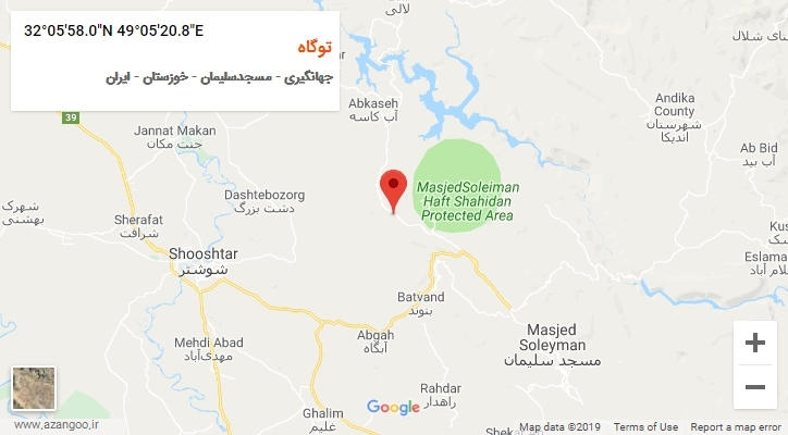 روستای توگاه بر روی نقشه