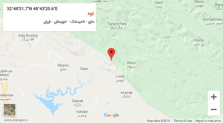 روستای توه بر روی نقشه