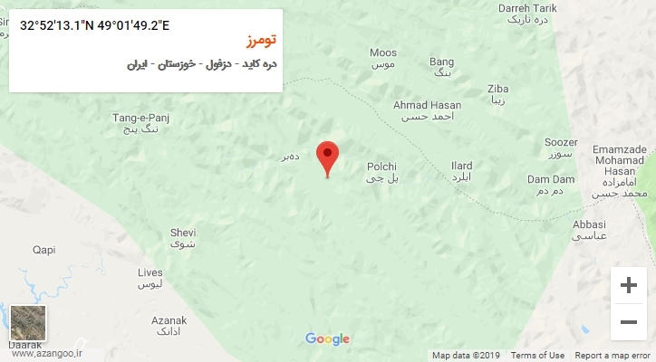 روستای تومرز بر روی نقشه