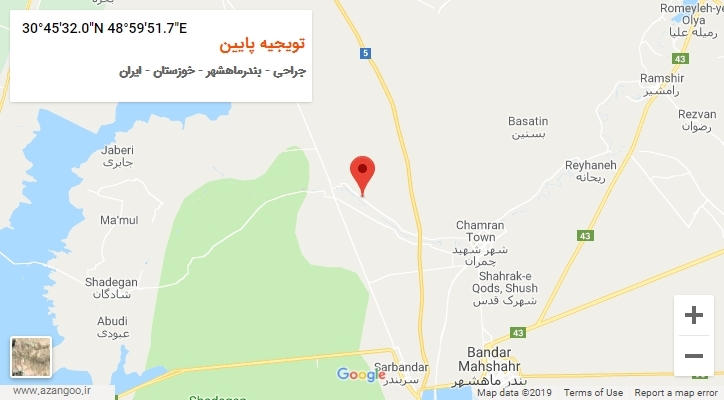 روستای تویجیه پایین بر روی نقشه