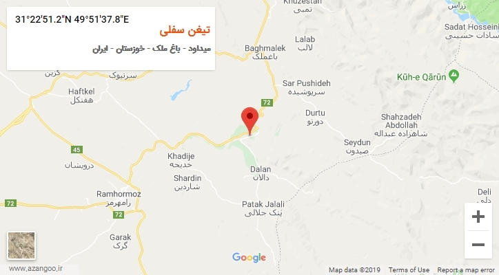 روستای تیغن سفلی بر روی نقشه