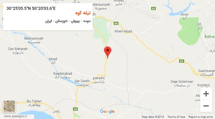 روستای تیله کوه بر روی نقشه