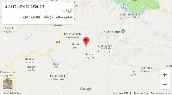 روستای تی تب بر روی نقشه