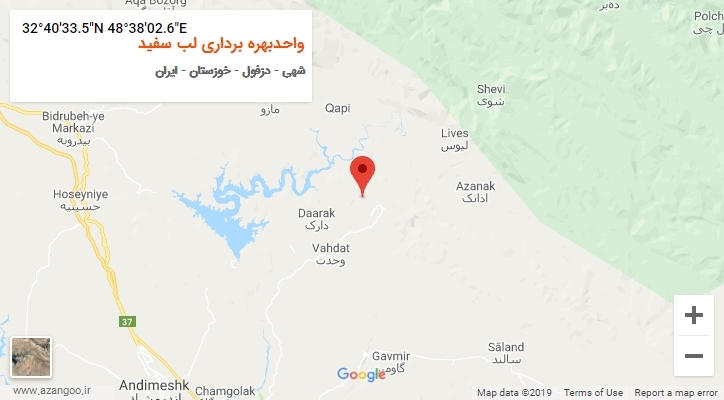 روستای واحدبهره برداری لب سفید بر روی نقشه