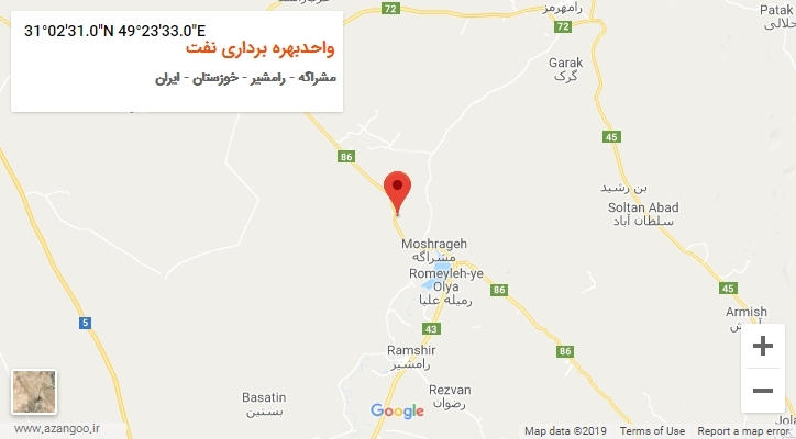 روستای واحدبهره برداری نفت بر روی نقشه