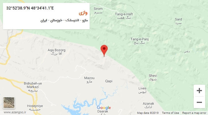 روستای وازی بر روی نقشه