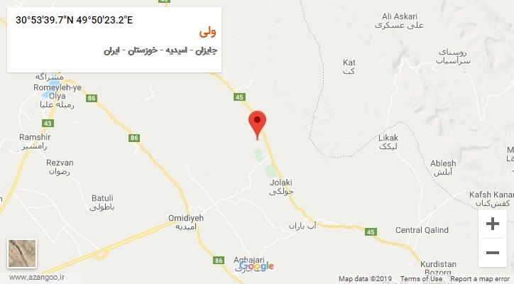 روستای ولی بر روی نقشه