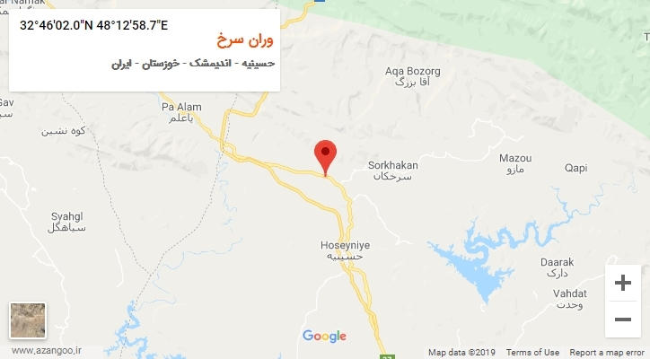 روستای وران سرخ بر روی نقشه