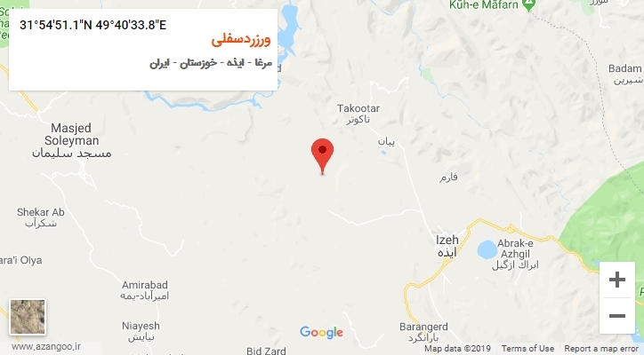 روستای ورزردسفلی بر روی نقشه