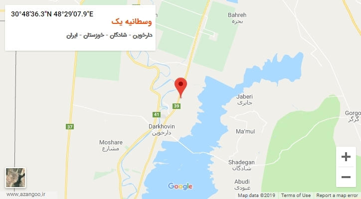 روستای وسطانیه یک بر روی نقشه