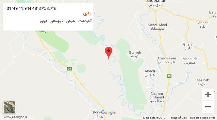روستای یدی بر روی نقشه
