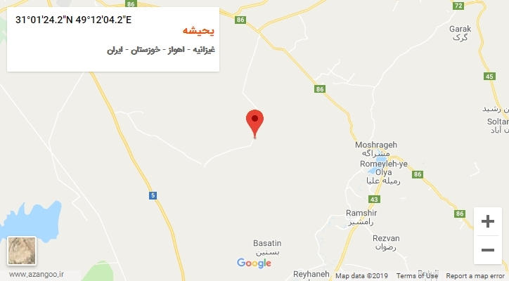 روستای یحیشه بر روی نقشه