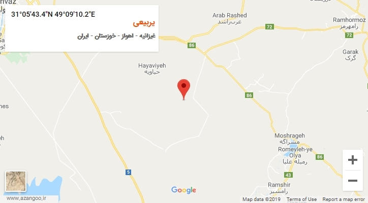 روستای یربیعی بر روی نقشه