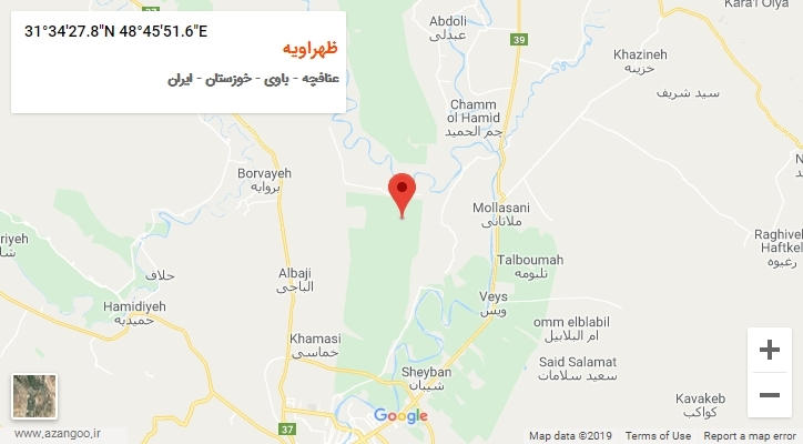 روستای ظهراویه بر روی نقشه