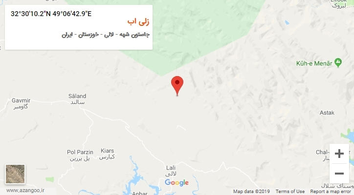 روستای زلی اب بر روی نقشه
