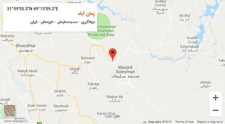 روستای زمان آباد بر روی نقشه