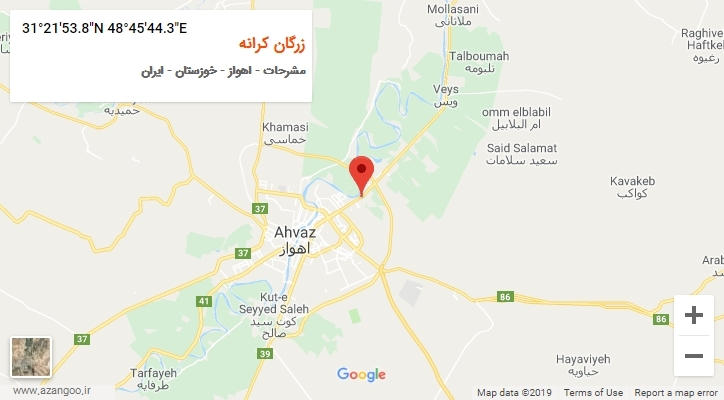 روستای زرگان کرانه بر روی نقشه