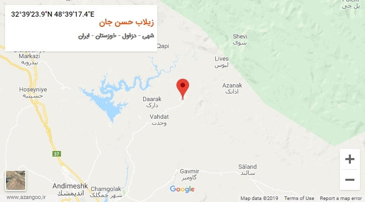 روستای زیلاب حسن جان بر روی نقشه