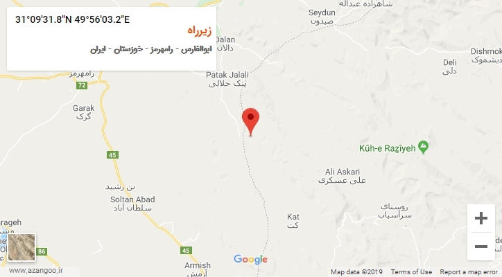 روستای زیرراه بر روی نقشه