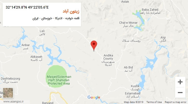 روستای زیتون آباد بر روی نقشه