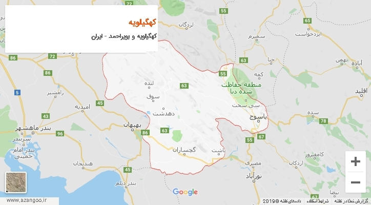 شهرستان کهگیلویه بر روی نقشه