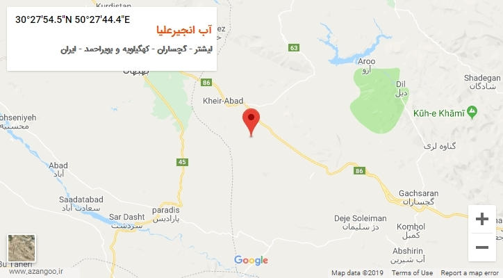 روستای آب انجیرعلیا بر روی نقشه
