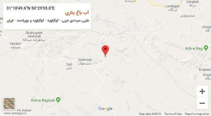 روستای آب باغ بناری بر روی نقشه