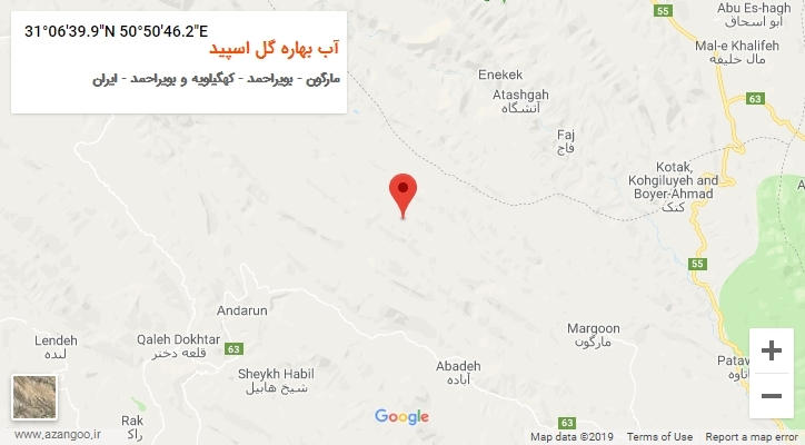 روستای آب بهاره گل اسپید بر روی نقشه