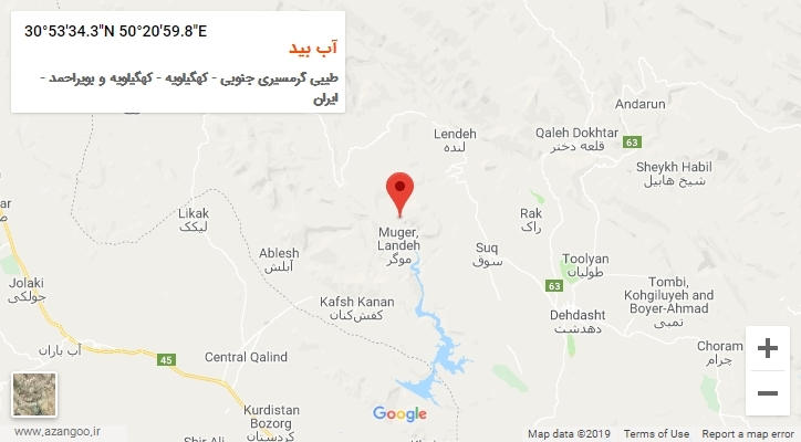روستای آب بید بر روی نقشه