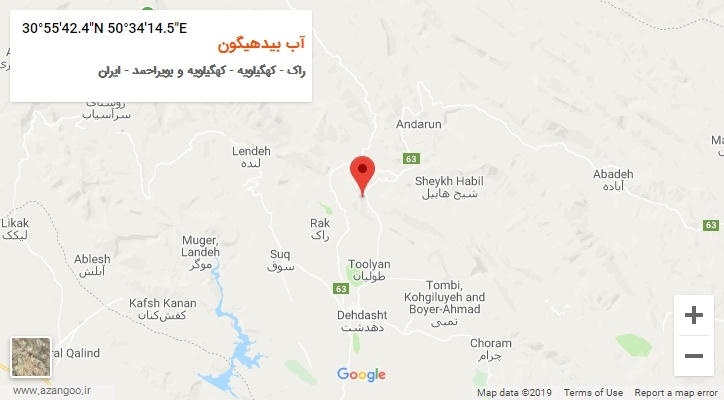 روستای آب بیدهیگون بر روی نقشه