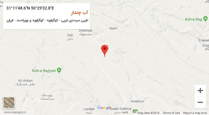 روستای آب چندار بر روی نقشه